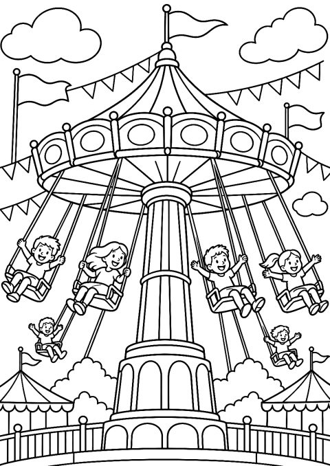 El Columpio de la Feria para Colorear – dibujo para colorear e imprimir