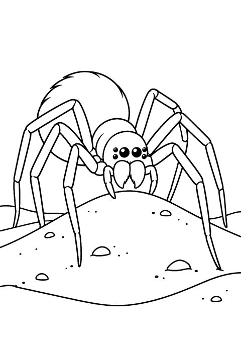 Araña del desierto en una duna de arena para colorear – dibujo para colorear e imprimir